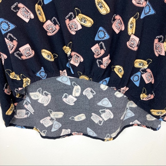 Zara Telephone Print Top Size Medium - Picture 6 of 10